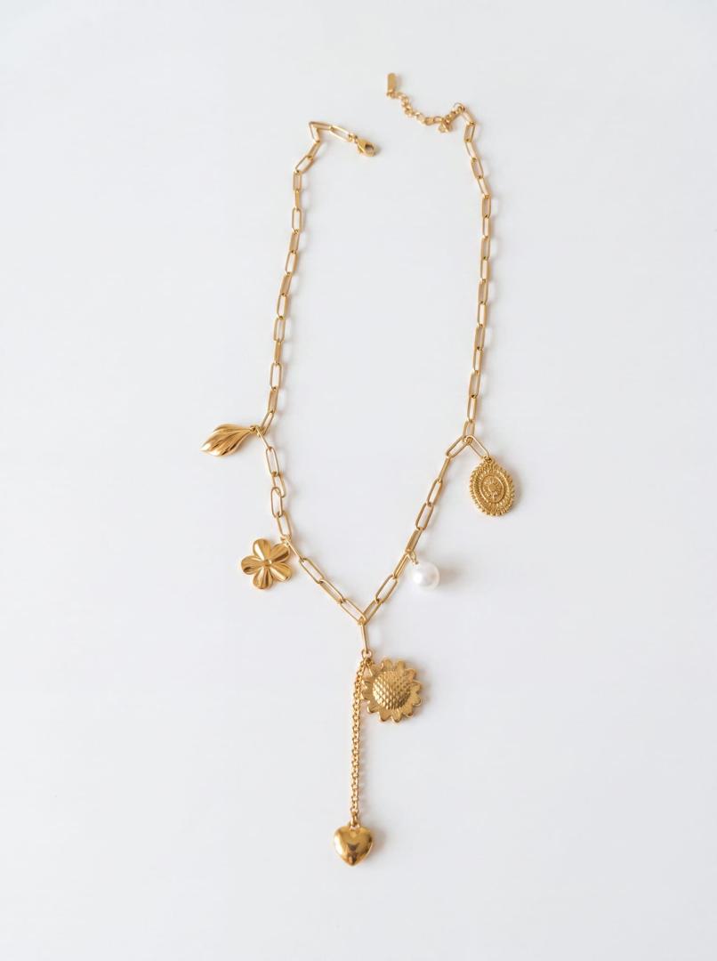 Collier Multi-Breloques Doré à Maillons Épais – Collection Bohème Chic