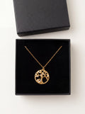 Collier Arbre de Vie Doré et Strass en Acier Inoxydable