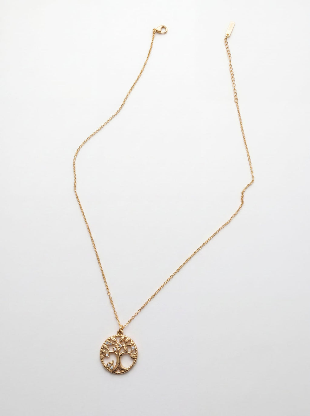 Collier Arbre de Vie Doré et Strass en Acier Inoxydable